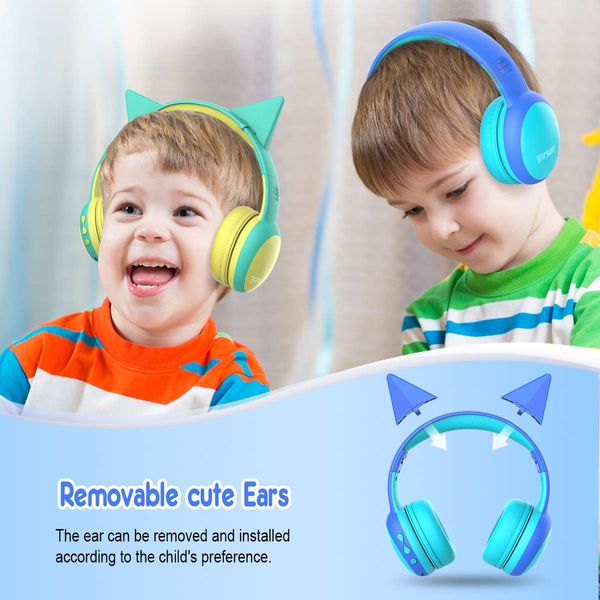 gorsun bluetooth kids headphones with 85dB limited Volume, Children's Wireless Bluetooth Headphones, Foldable bluetooth Stereo kids headsets - Blue New Version