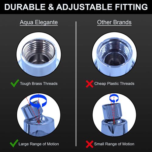 Aqua Elegante Pressure Boosting Shower Head - High Pressure Water Saver Showerhead Best for Low Flow Showers, 2.5 GPM - Chrome