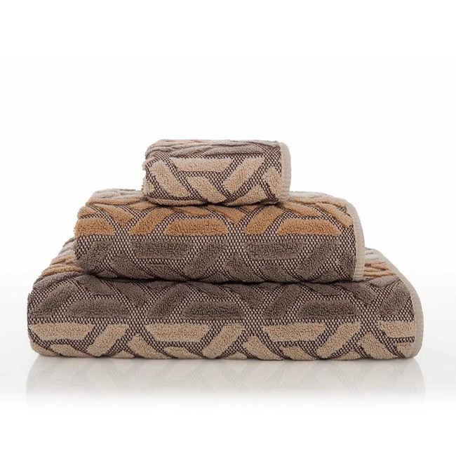 Graccioza Dakar Wash Cloth (12" x 12") Sculptured Design, Neutral Earth Tones of Brown, Taupe, and Beige, 100% Cotton, 650 GSM for Greater Absorbency and Softness - Made in Portugal