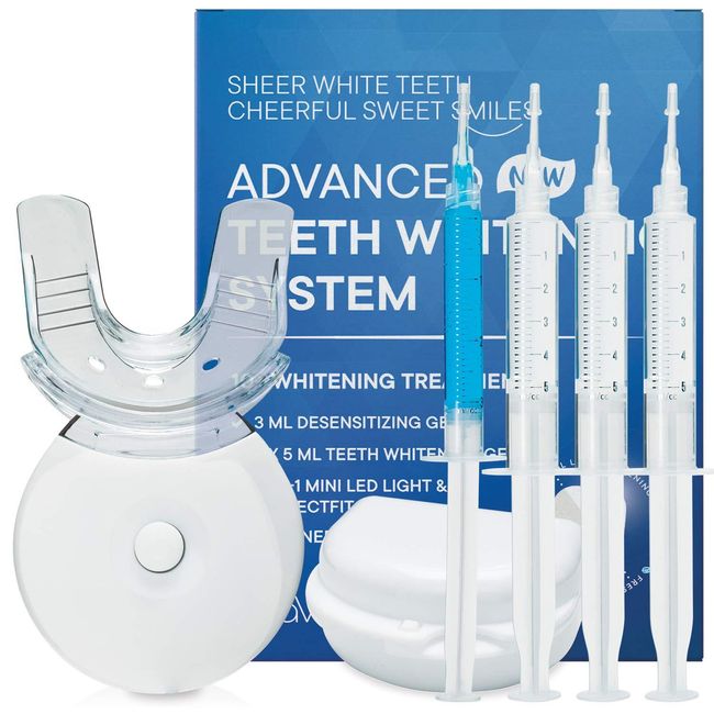 AsaVea Premium Teeth Whitening Kit, LED Light, At-Home System
