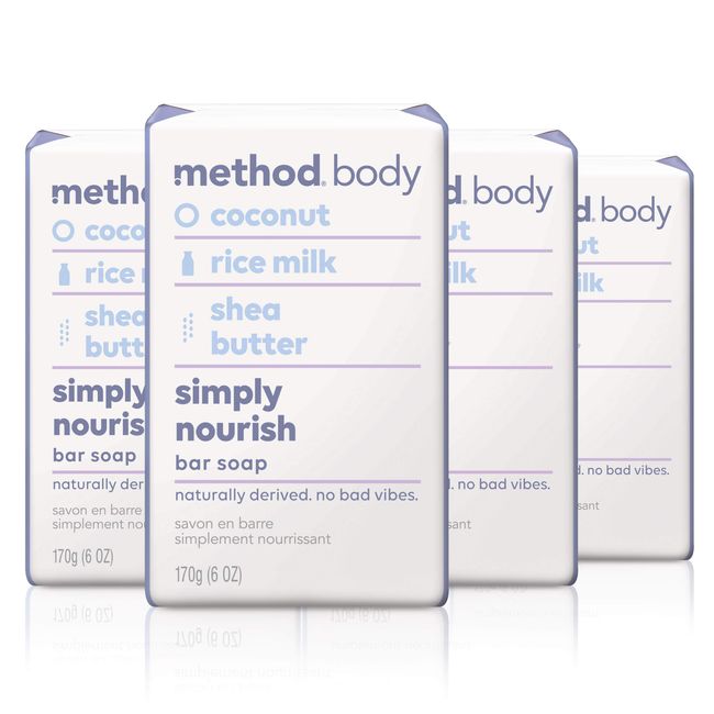 Method Bar Soap, Simply Nourish, Packaging May Vary, 6 Ounce (Pack of 4)