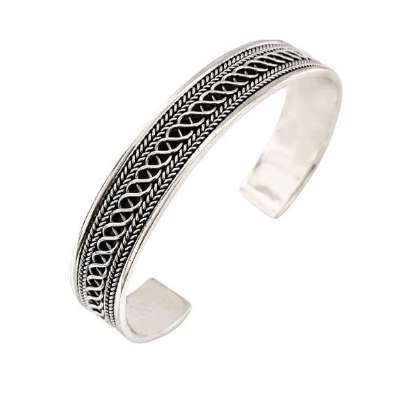 Treasure Bay Solid 925 Sterling Silver Bangle Open Cuff