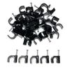Black Round Cable Clips with Nail Fixings, K-Type 100-Pack (16mm)
