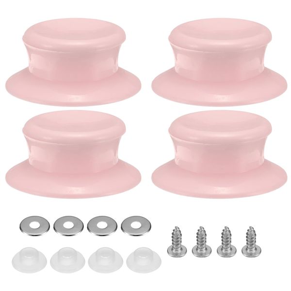 uxcell 4 Pcs Pot Lid Replacement Knobs Plastic Pot Lid Handle Fits Skillet Kitchen Cookware Lids Pink