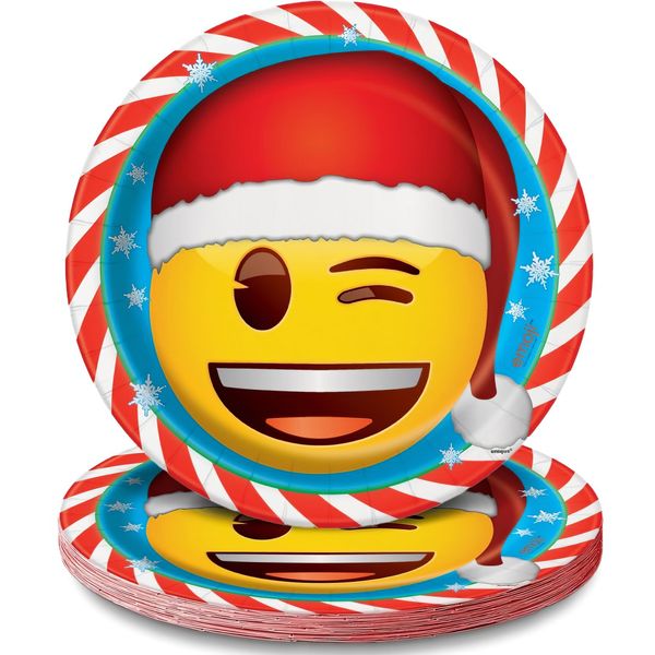 Unique Party 50545 - 23cm Emoji Christmas Party Plates, Pack of 8