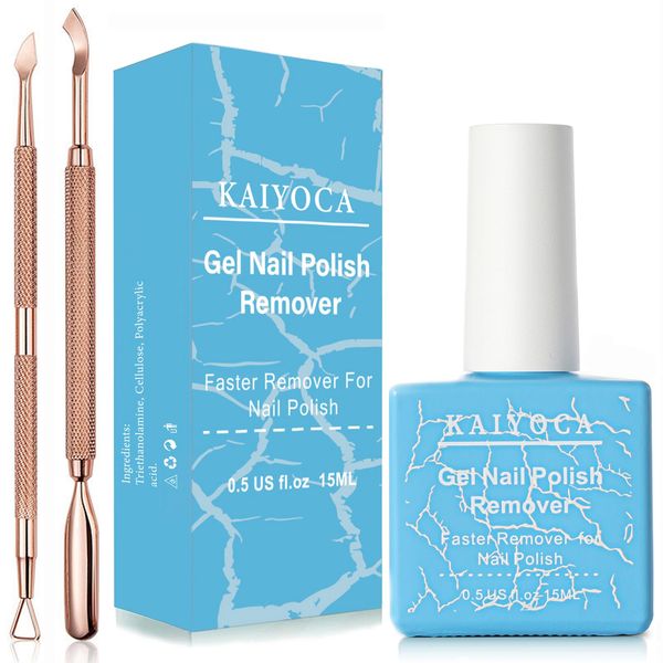 Gel Nail Polish Remover with Cuticle Pusher + Nail Polish Scraper,Non-Irritating, Easily & Quickly Nail Polish Remover,Professional Soak-Off Gel Nail Polish Remover