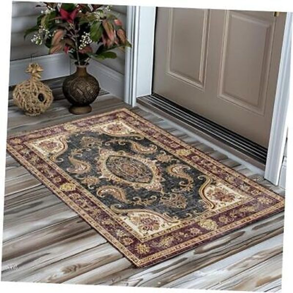 Entryway Rugs Boho Non-Slip Washable Indoor Door Mat 2x3 Faux Wool Non Boho1