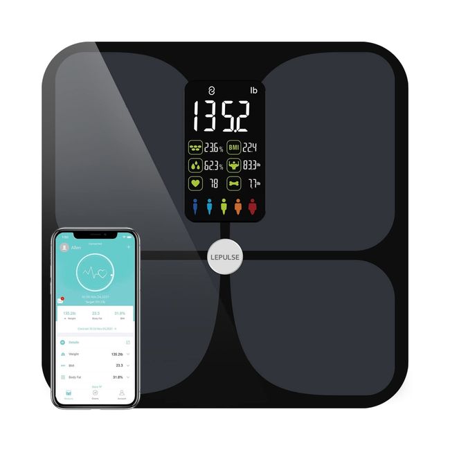 Scales for Body Weight and Fat, Lepulse Large Display Body Fat Scale, High