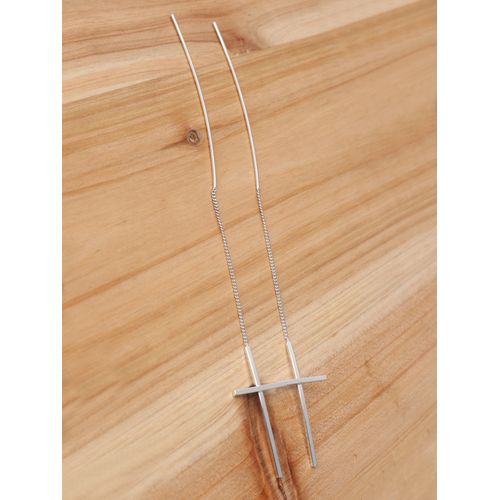 Silver 925 Cross Drop Silver Earrings, Handmade Silver Cross Earrings