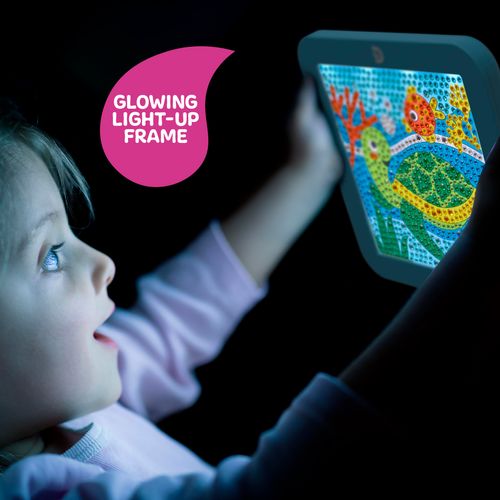 Discovery™ Dazzle Art Light-Up Diamond Painting Kit – Create Sparkling Sea Turtle Art with 800+ Gems, LED Display Frame for Wall or Tabletop| Diamond Art Kit for Kids| Arts & Craft Toy for Girls Boys