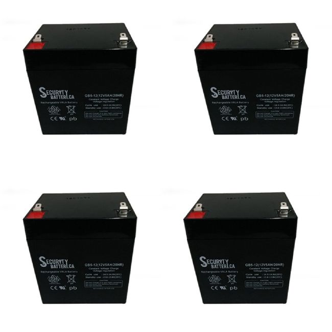 Power Sonic 12V 5Ah RBC20J APC UPS SLA Rechargeable Replacement Battery - 4 Pack