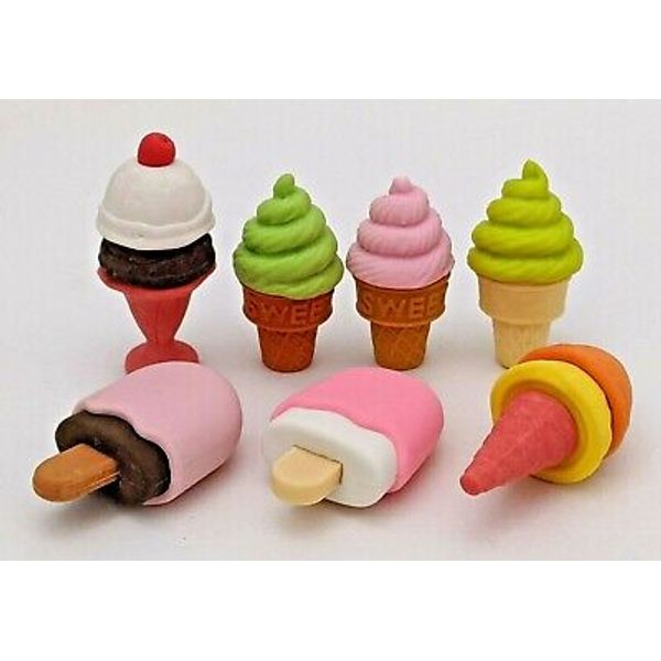 Japanese Puzzle Erasers Lot 4. Frozen Treats Theme.  Ice Cream Cones Sundae