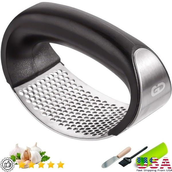Durable Stainless Steel Garlic Press Rocker Ergonomic Kitchen Tool Easy Clean US