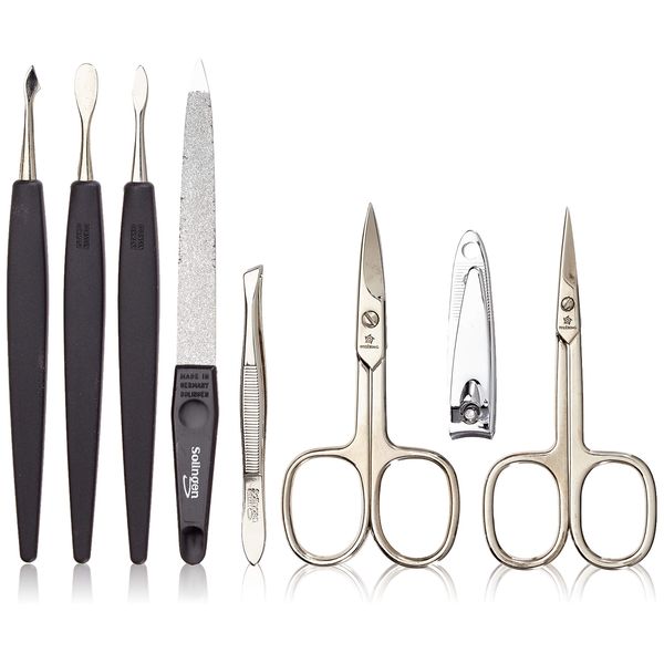 Pfeilring Action Manicure Case 8 Pieces with Nail Clippers Basic Filling Dark Brown