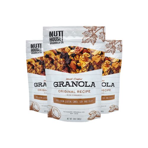 NutHouse! Granola Company - Premium Original Recipe Granola | Certified Gluten-Free, Non-GMO, Kosher | Vegan, Soy-Free | 12 oz. Bag (3-Pack)