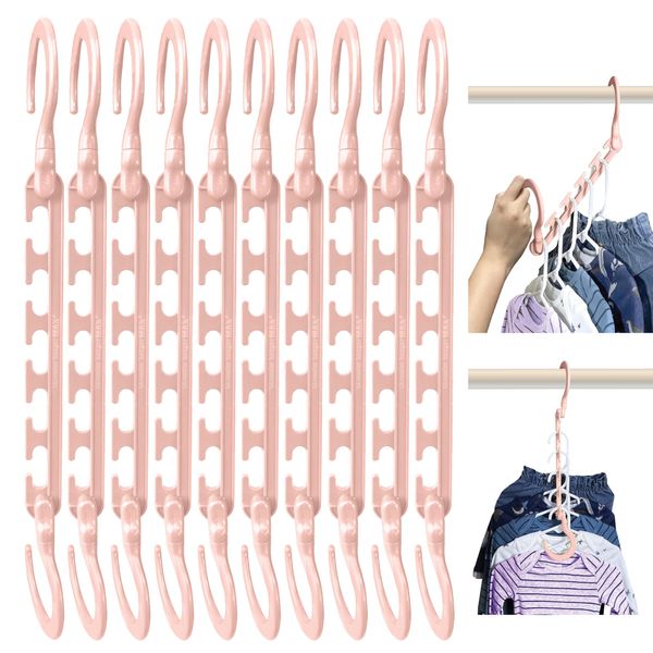 Wonder Hanger Max Kids 10-Pack Space Saving Cascading Hangers, Reinforced Hooks Swivels 360°, Closet Organizer for Baby Nursery & Toddlers, Fully Assembled (Pink)
