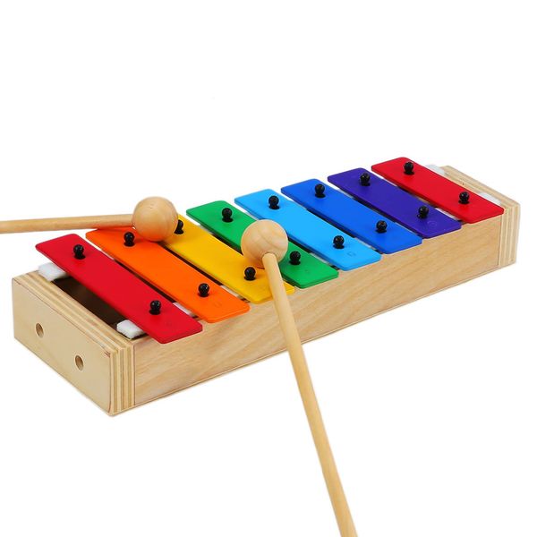 Juspins 8-Key Compact Size Xylophone Glockenspeel Wood Mallet Percussion Instrument