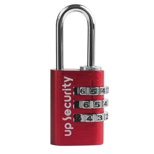 UP Security Combination Lock 3 Digit Small Padlock,Combo Lock, Luggage Lock for Travel, Waterproof Password Resettable Padlock for Gym Locker/Luggage/Sports Locker (Red, Edge-Round)