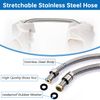 G-Promise High Pressure Shower Head 6 Spray Setting with Adjustable Solid Brass Shower Arm Mount and Extra Long Flexible Stainless Steel Hose (Brushed Nickel)