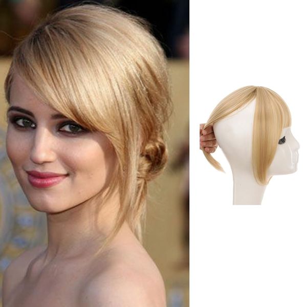 Clip in Pony Haarteile Oberkopf Ordentliches Fransen Haarteil Synthetisches Fake Bang Haarteil Clip in Bangs One Pieces mit Seitliche Franse Natürliche Bangs with Tempel Haarteile (105#Braun)