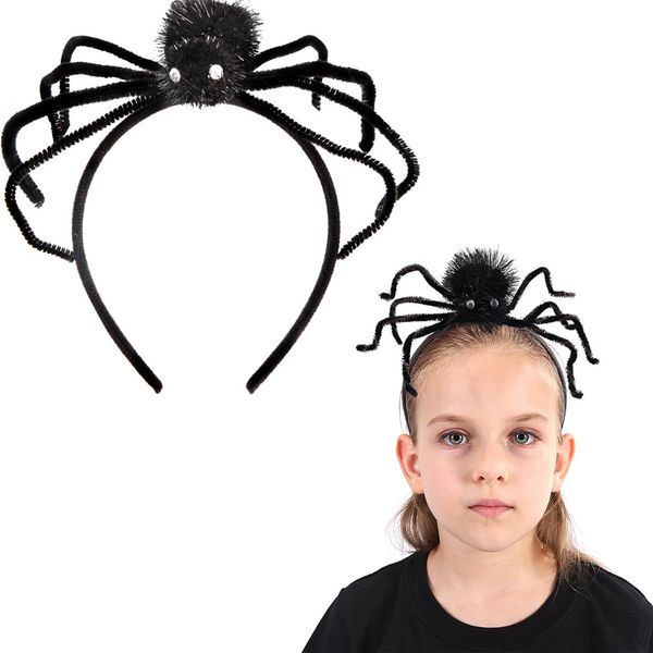 CIVFCRT Halloween Headband Realistic Spider Headband for Women Girls Cosplay Costume Headpiece Scare Spider Dress Up Accessory Hair Hoop Festival Headdress (Black, 1 size)