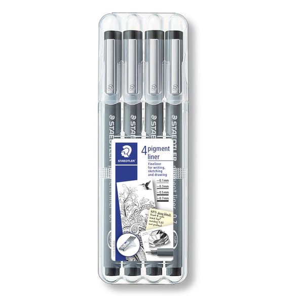 Staedtler Pigment Liner 4 Pieces UP, Black (308 A6 WP403)