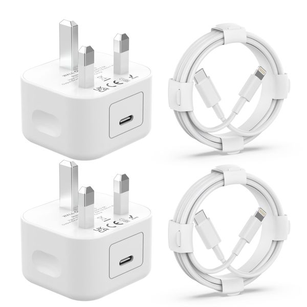 iPhone Charger [MFi Certified] 2Pack 20W PD USB C Power Adapter with 2Pack Fast Charging Cabe, USB C PD Wall Charger Plug and 6/6FT iPhone Charger Cable Compatible iPhone14 13 12 11 Pro/Pro Max/Plus