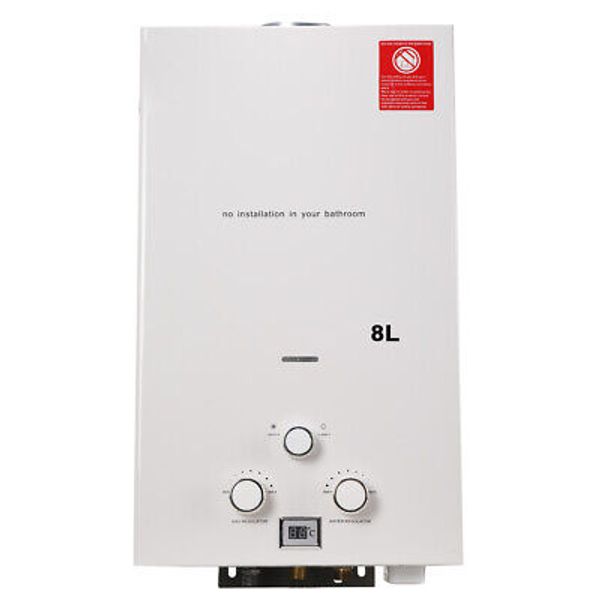 Propane Gas Hot Water Heater 8L Portable Tankless LPG Hot Boiler With Shower Kit