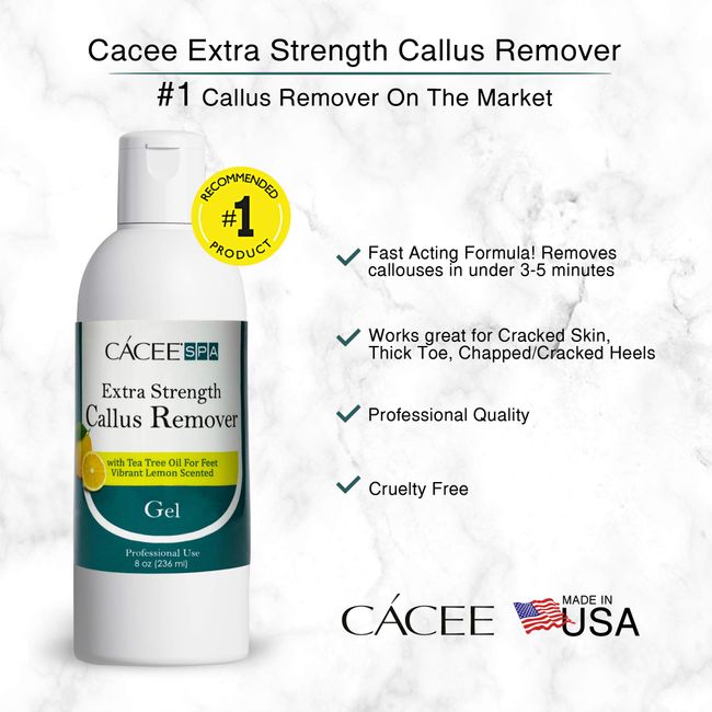 Cacee Callus Remover for Feet 8 oz, Gel Formula with Tea Tree Oil