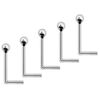 Tiny 1.5mm Ball Set of 5 Nose Studs 925 Silver L Shape Thin 0.6mm Bar