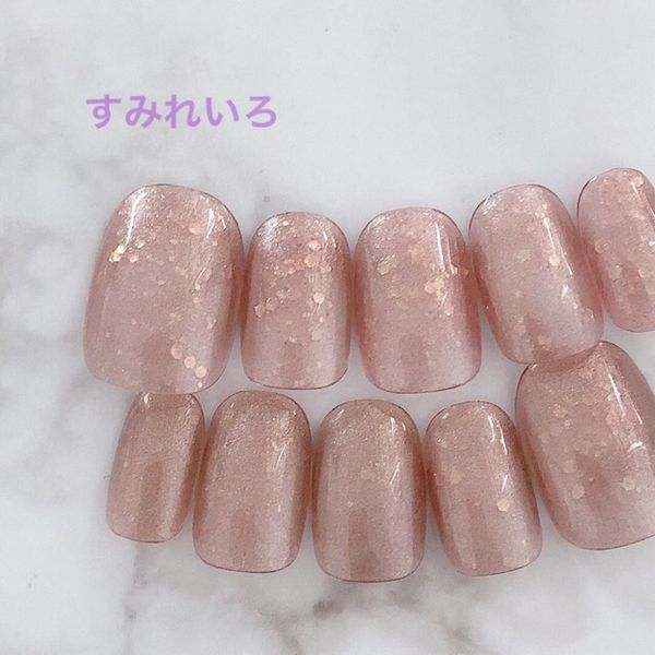 Nail tip false nails bridal nails cute short long design summer nails nail present short nails small nails large nails berry short chibi nails adult nails false nails office nails simple [1905] Sheer brown shiny dust