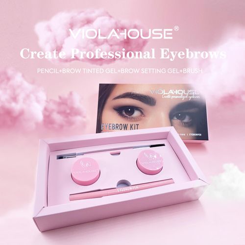 VIOLA HOUSE Kit di sapone per sopracciglia, sapone per lo styling delle sopracciglia, cera per sopracciglia, gel fissante per sopracciglia+gel colorato per sopracciglia. (Marrone scuro)