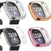 [4 Pack] Oumida Screen Protector Compatible with Fitbit Versa 3/ Fitbit Sense Screen Protector Case, TPU Protective Shockproof Cover Bumper for Versa 3/Versa Sense (Silver/Rose Gold/Rose/Clear)
