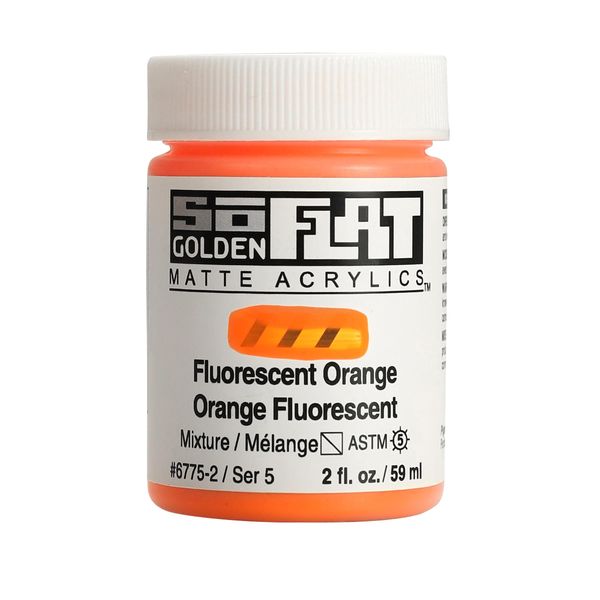 Golden SoFlat Matte Acrylic Paint, 2oz jar, Fluorescent Orange (6775-2)