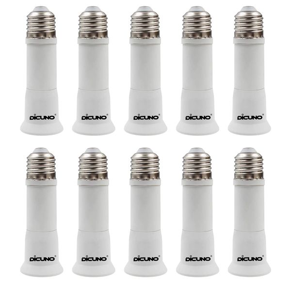 DiCUNO E26 to E26 Base Extension Adapter, Adjustable Length 8cm-10.5cm, Set of 10