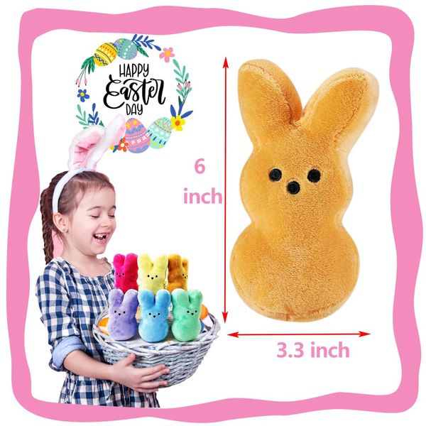 vizethru 12 pcs Easter Bunny Plush Toys Decorations Cute Animal Bunny Stuffed Doll Easter Basket Stuffers Gift for Kids (6 inches)