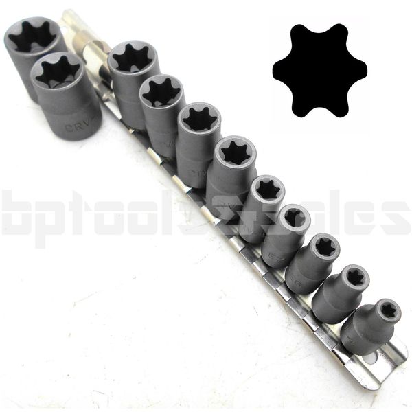 11pc Torx Star Bit Female E Socket Set Automotive Shop Tools External E4-E20