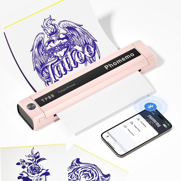 Phomemo TP88 Tattoo Stencil Machine- Tattoo Transfer Printer with 10pcs Transfer Paper, Tattoo Stencil Kit for Tattoo Artists, Compatible with Smartphone & PC