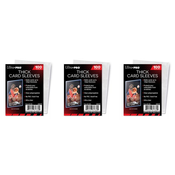 Ultra Pro Thick Card Sleeves for Thick Jersey or Memorabilia Sports Trading Cards by Topps 3 Pack