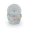 Pastel Rainbow Cupcake Cases, White & Red
