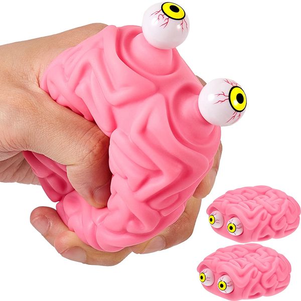 Sumind 2 Pieces Brain Stress Balls Squeeze Eye Fidget Toy Stress and Anxiety Relief Ball Anti Anxiety Focusing Fidget Toys Party Favors Halloween Brain Toy Christmas Fun Gift for Teens and Adults