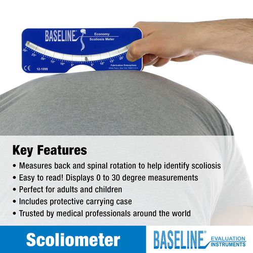 Baseline - 12-1099 Scoliosis Portable Medical Evaluation, Measuring and Testing Meter for Diagnosis of Back and Spine Scoliosis in Adults or Children