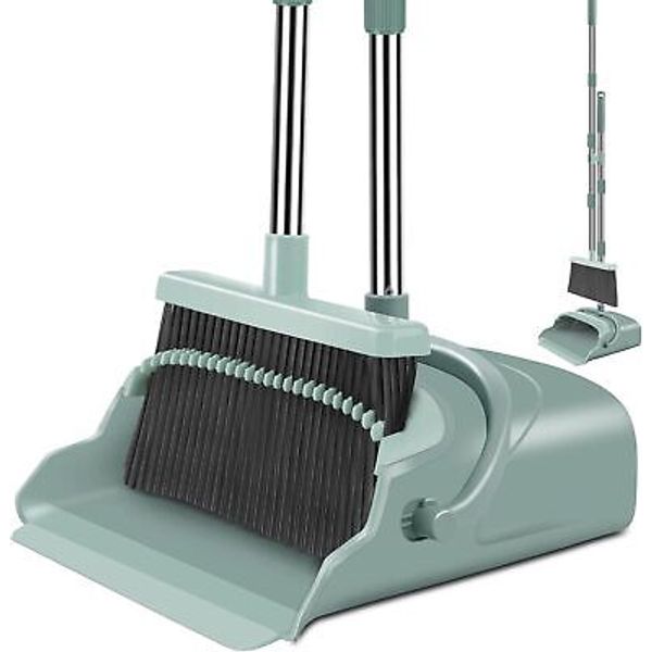 kelamayi Upgrade Broom and Dustpan Set, Large Size Stiff Dust Green