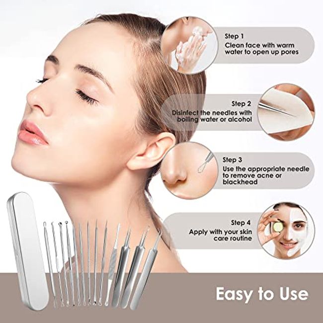 Tuch - Much Blackhead and White Head Removal Tool Kit| 4 in 1 Stainless  With Plastic Case| Face Skin Care Kit|professional Come Done