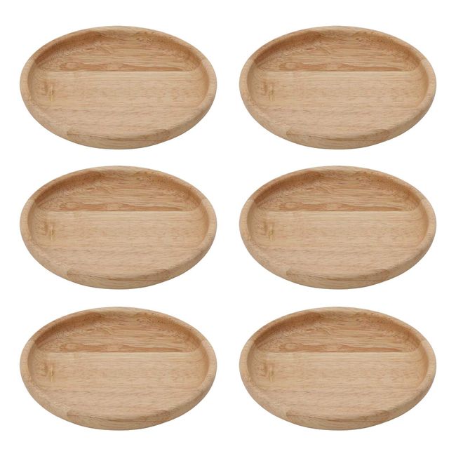 Fujiboeki 96217 Small Plate, Round Dish, S, Wooden, Bonheur Natural, 5.9 inches (15 cm) Diameter, Set of 6