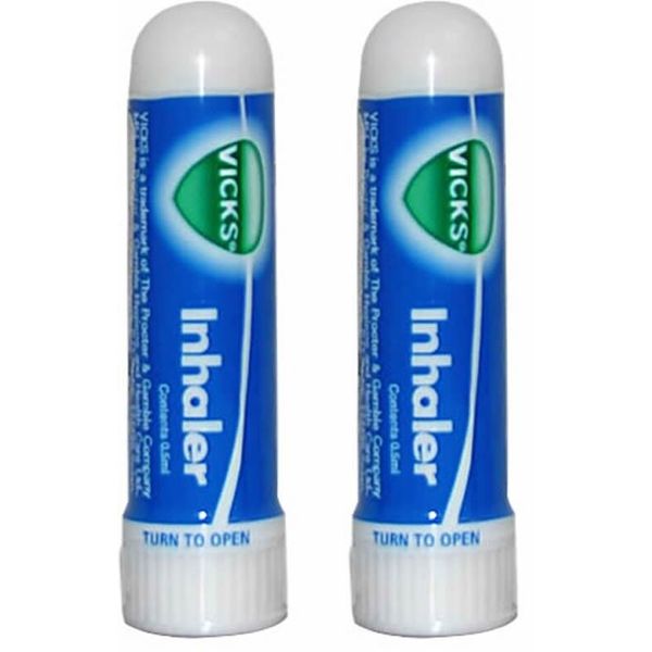 2 x .5ml Vicks Inhaler Allergy Cold Nasal Blocked Nose Relief Congestion USA