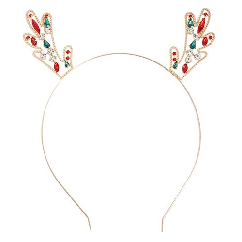 Ｎｏｏｎｈｏｒｓｅ Merry Christmas Reindeer Headband Happy New Year Headbands for Women Gilrs Men Boys Gold Metallic, 1 Pack