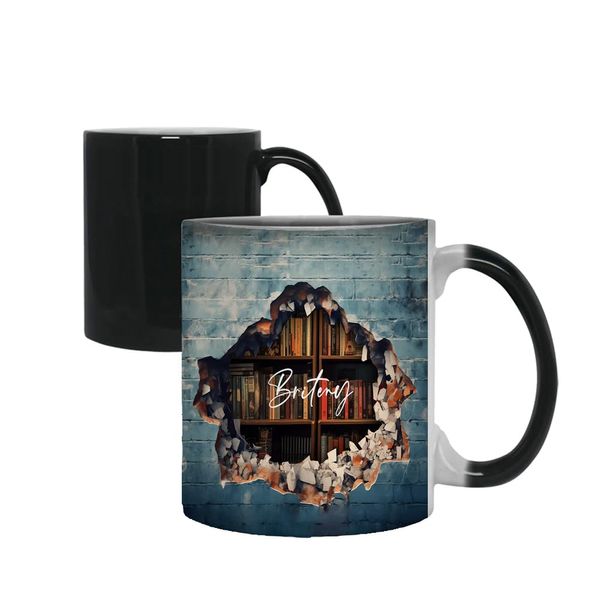 Getagift Personalised 3D Bookshelf Mug, Creative Space Design 3D Library Shelf Cup, Colour Changing, Magic Cup/Mug.