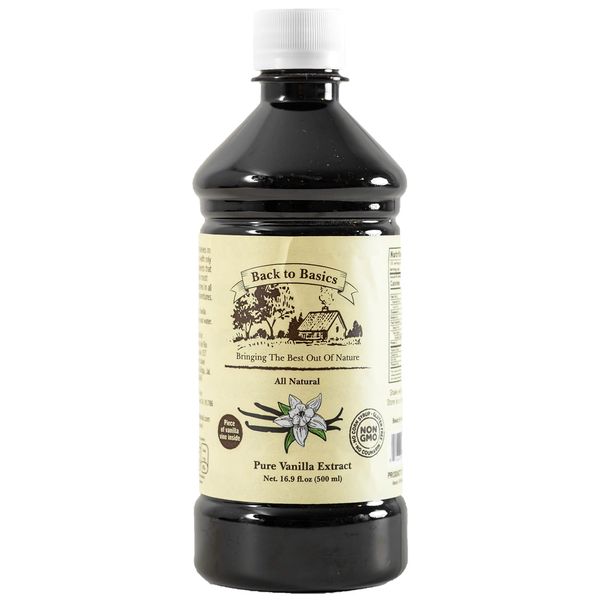 Back to Basics – All Natural - Pure Vanilla Extract – 16 oz – Mexican Vanilla – To Enhance Flavors in Cooking, Baking, and Dessert Making