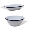 16CM Diameter White Enamel Pudding Bowl Pie Dish Oval Dish Set